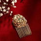 Twin Peacock Gold & Pink Embellished Comb Pin