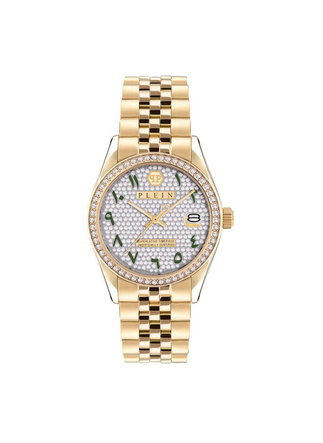 buy-philipp-plein-date-superlative-women-s-38mm-luxury-timepiece-colossal-gold-case-crystal-encrusted-bezel-vibrant-emerald-arabic-numerals_uah