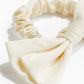 Chic Bow-Decorated Scrunchie in Luxe Woven Fabric