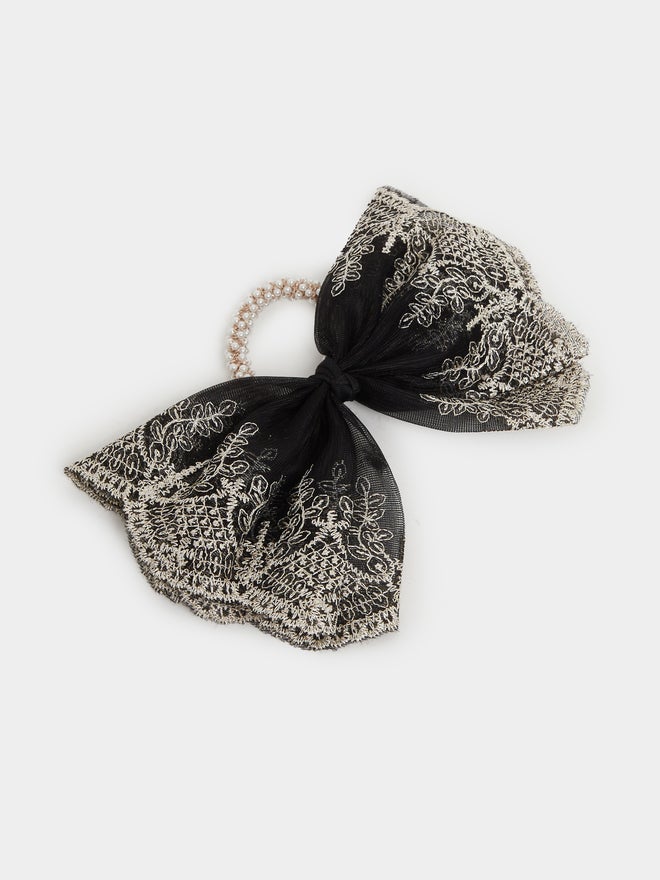 buy-styli-styli-oversized-lace-bow-hair-tie-with-faux-pearl-detail_j2a