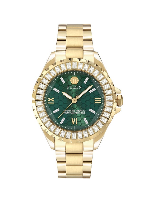 buy-philipp-plein-women-s-watch-by-philipp-plein-with-crystal-bezel-emerald-green-honeycomb-dial-roman-numerals-and-gold-stainless-steel-bracelet-38mm-3-hand-quartz-timepiece_pv6