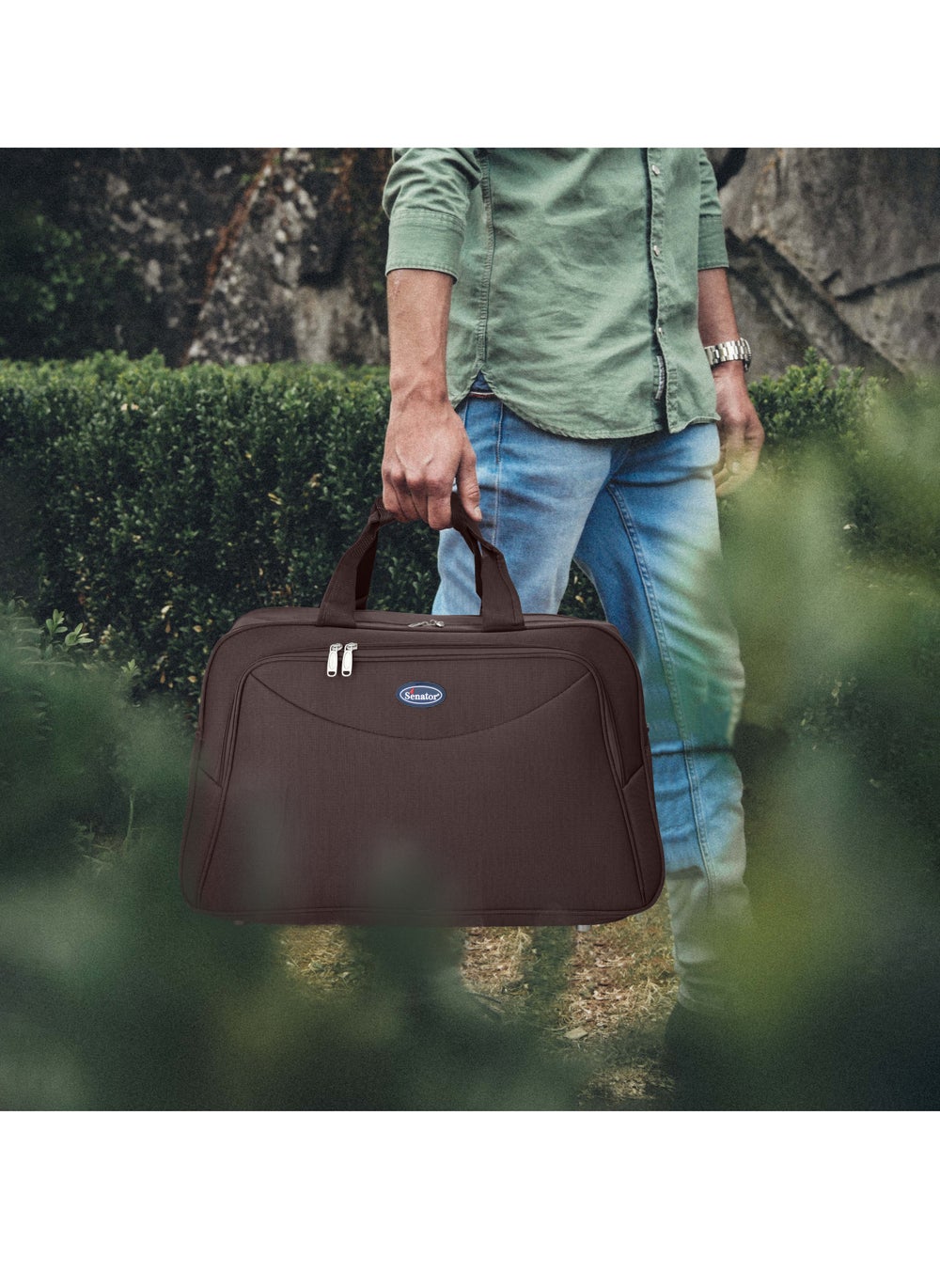 buy-senator-travel-duffle-bag-for-unisex-lightweight-nylon-bag-multi-pocket-water-scratch-resistant-adjustable-shoulder-strap-weekend-bag-convenient-carry-on-luggage-for-camping-training-34l-brown-ea218_9a9