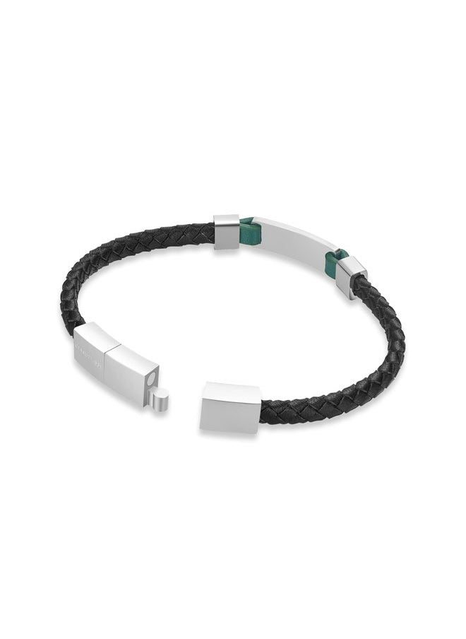 buy-cerruti-1881-alessandro-silver-black-and-green-leather-bracelet_93j