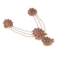 Floral Stoned Pearl Beaded Bobby Pins - Gold & Pink