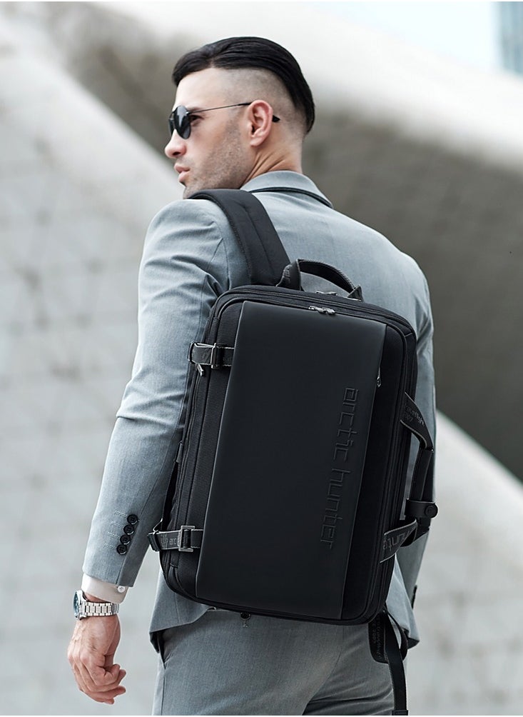 buy-arctic-hunter-travel-backpack-with-expandable-pocket-30l-backpack-built-in-convertible-handbag-for-17-inch-laptop-4-level-water-resistant-anti-theft-laptop-backpack-for-office-travel-b00540-black_efg