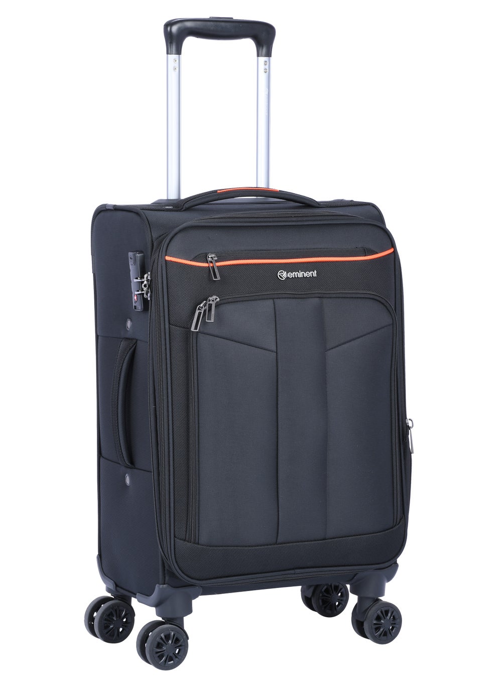 buy-eminent-unisex-soft-travel-bag-cabin-luggage-trolley-polyester-lightweight-expandable-4-double-spinner-wheeled-suitcase-with-3-digit-tsa-lock-e788-black_kjl