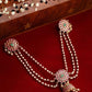 Gold-Toned & Pink Beaded Layered Hair Chain Set