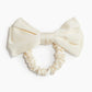 Chic Bow-Decorated Scrunchie in Luxe Woven Fabric