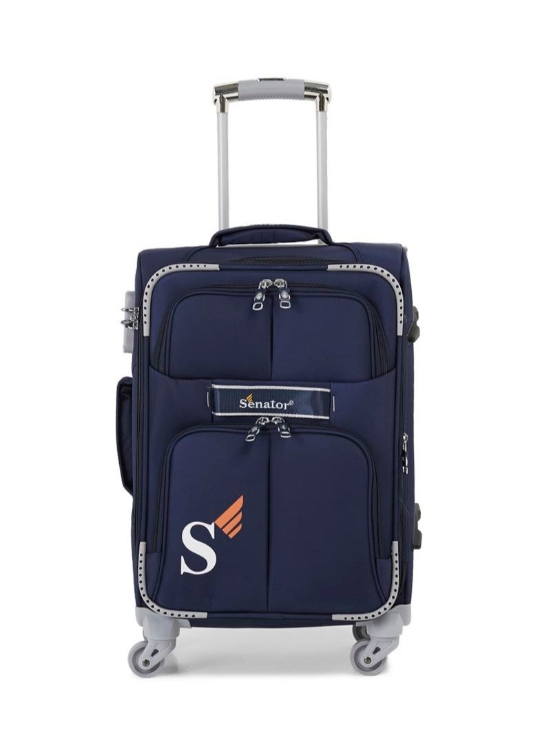 buy-senator-soft-shell-luggage-trolley-for-unisex-ultra-lightweight-expandable-suitcase-with-4-wheels-ll003-navy-blue_npz