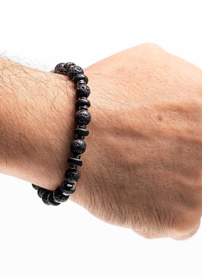 buy-chrysostomos-handmade-beaded-bracelet-with-black-lava-coconut-grommet-and-silver-hematite-durable-silicone-elastic_kn0
