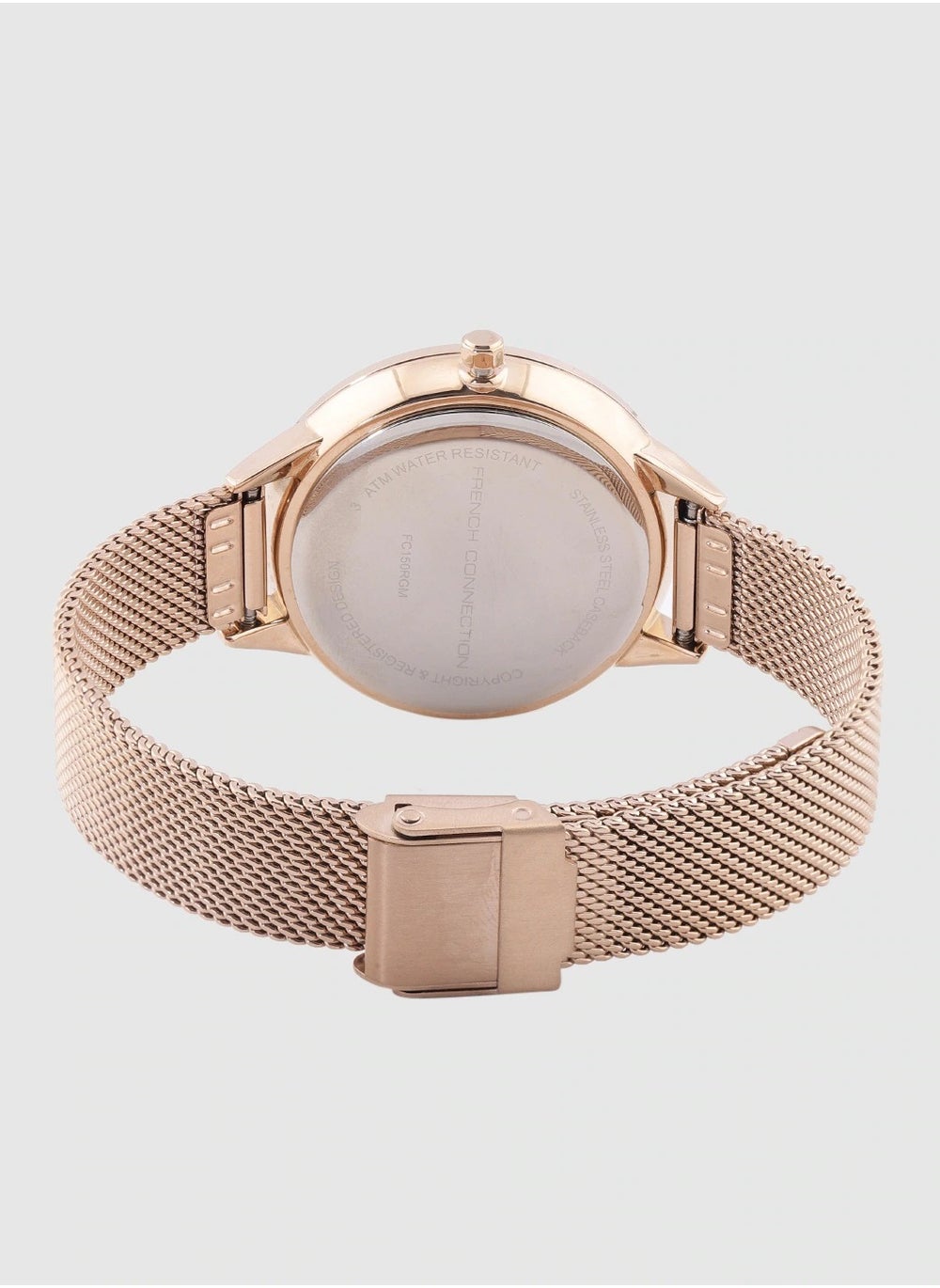 buy-french-connection-36mm-multifunction-women-s-watch-with-rose-gold-dial-stainless-steel-mesh-bracelet_qd5