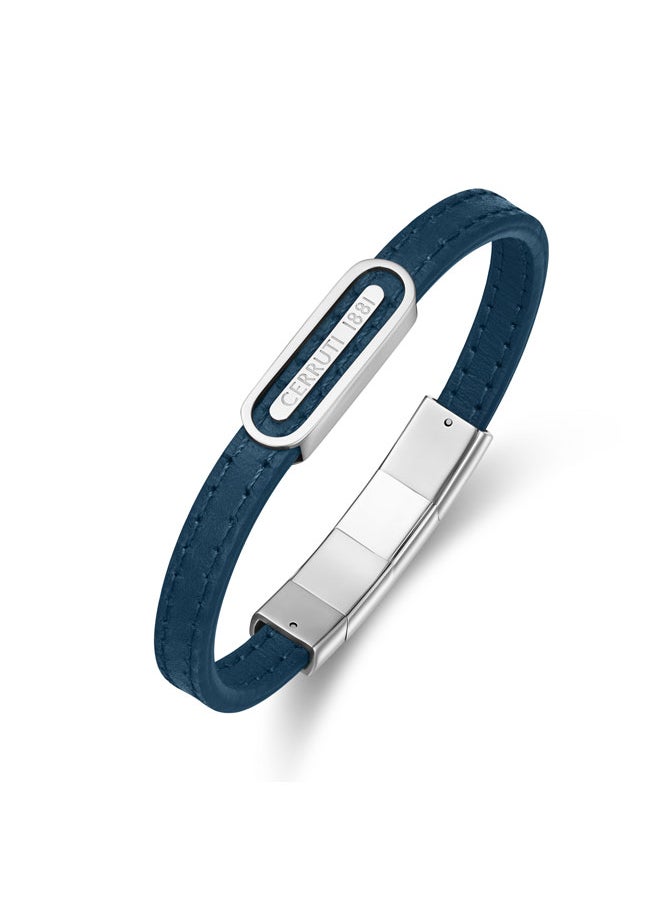 buy-cerruti-1881-ettore-navy-flat-leather-and-stainless-steel-center-motif-bracelet-for-men_5i7