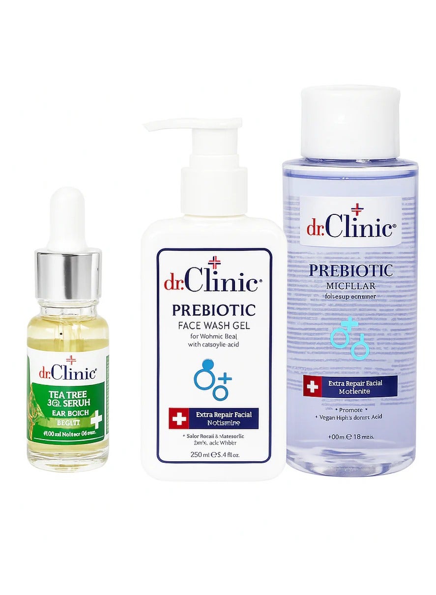 buy-dr-clinic-dr-clinic-acne-prone-skincare-kit-tea-tree-serum-10ml-prebiotic-face-wash-gel-with-salicylic-acid-250ml-prebiotic-micellar-water-400ml-for-all-skin-types_wxn