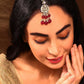 Elegant Floral Kundan Maang Tikka in Gold-Plated Brass