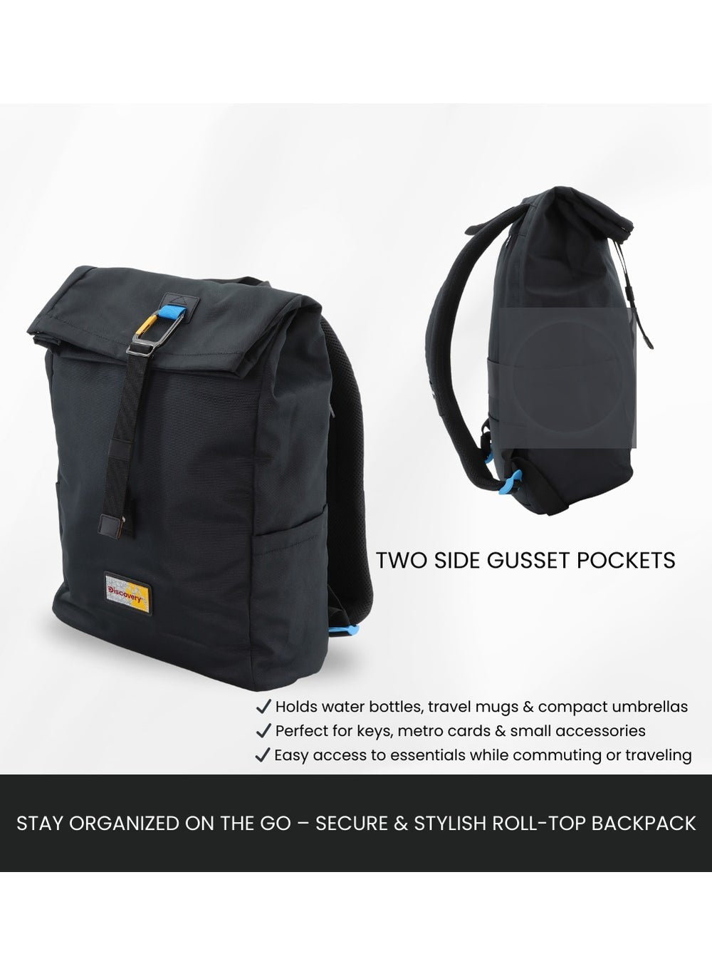 buy-discovery-discovery-icon-roll-top-15l-backpack-black-durable-lightweight-multi-compartment-travel-bag-padded-laptop-tablet-pocket-rfid-adjustable-strap-with-luggage-fix-strap-men-women-school-outdoor_gl4