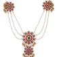 Floral Stoned Pearl Beaded Bobby Pins - Gold & Pink