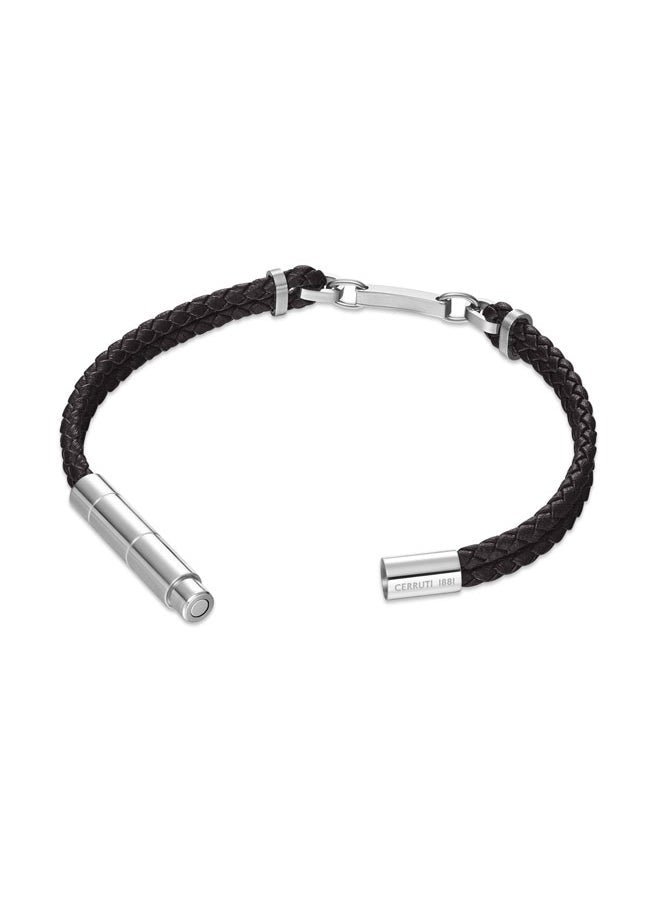 buy-cerruti-1881-sandro-black-leather-bracelet-with-stainless-steel-link-motif-for-men_n2p