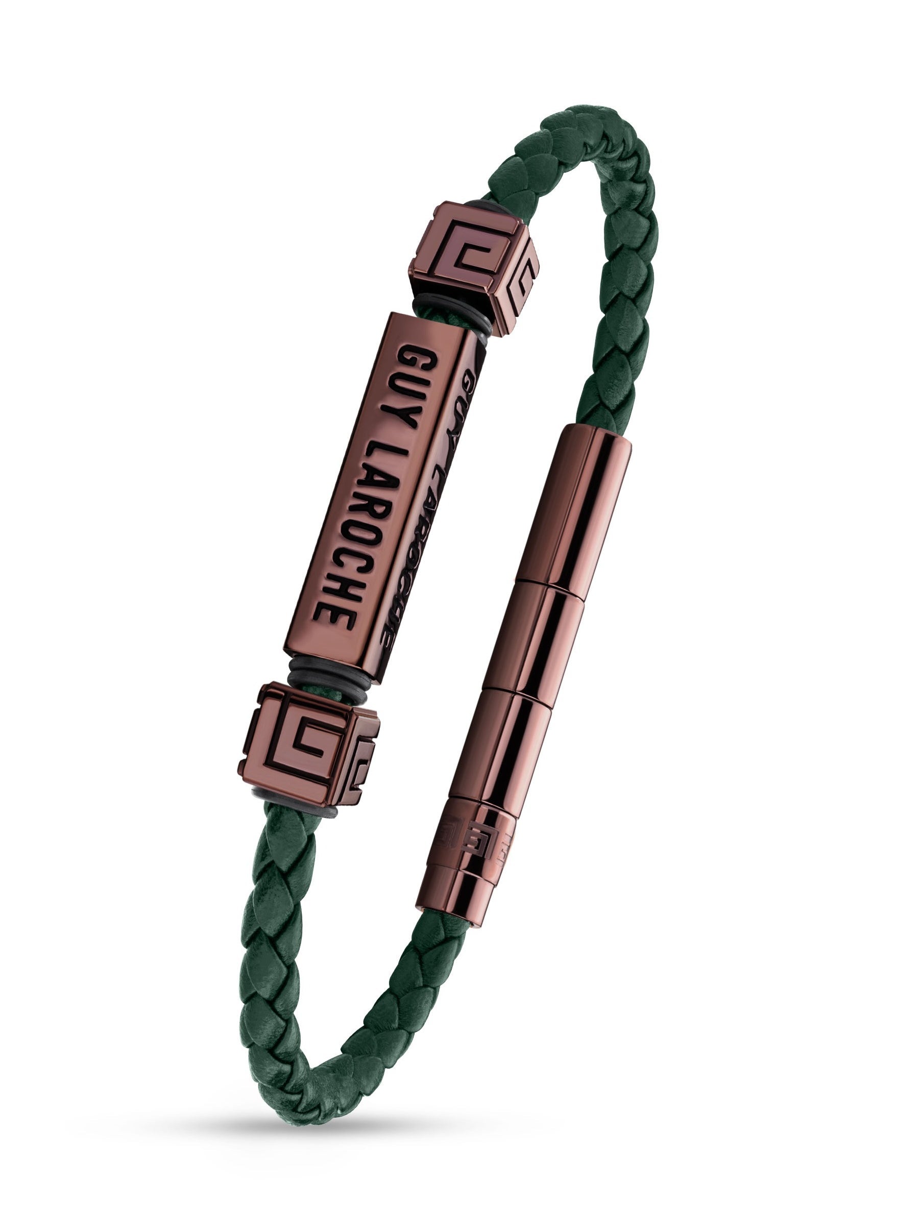 buy-guy-laroche-jean-green-leather-and-stainless-steel-bracelet_jml