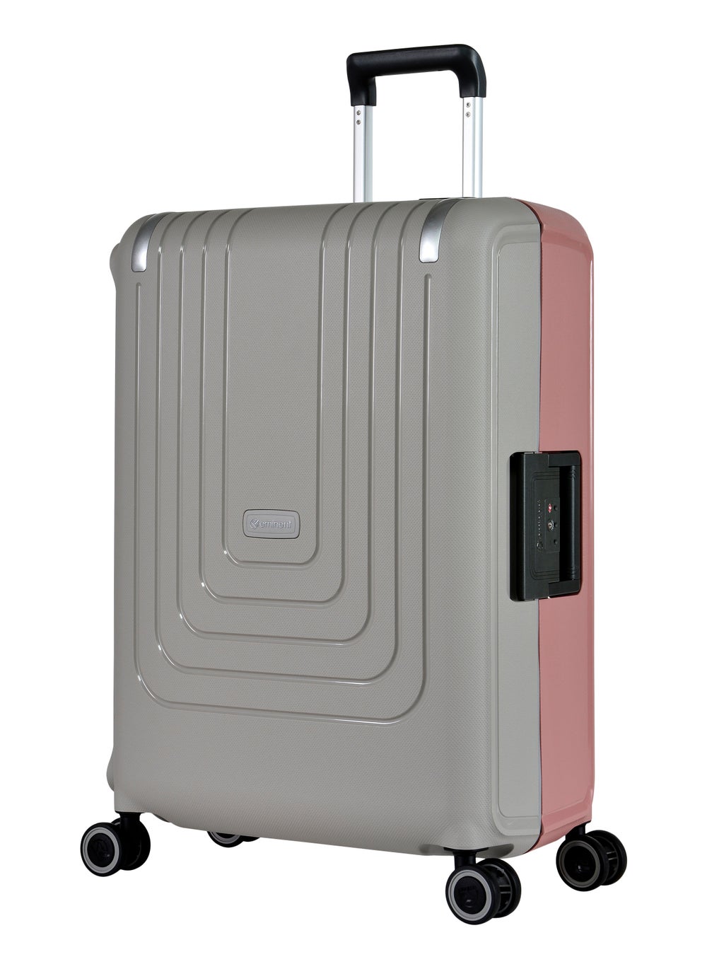 buy-eminent-vertica-hard-case-luggage-trolley-polypropylene-lightweight-4-quiet-double-spinner-wheels-with-tsa-lock-b0006m-grey-pink_r3z