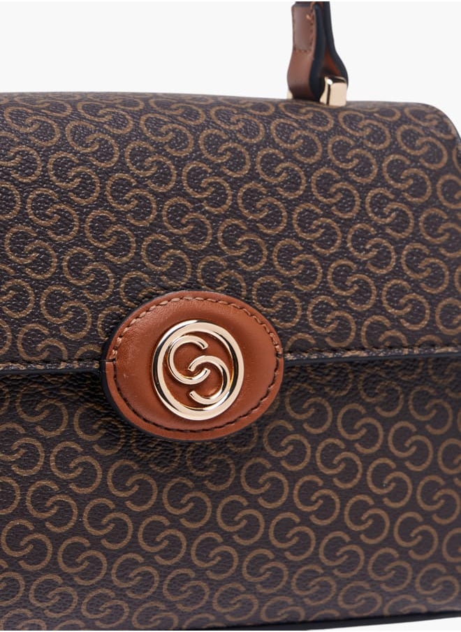 buy-celeste-women-monogram-print-satchel-bag-with-button-closure-and-adjustable-strap_45g