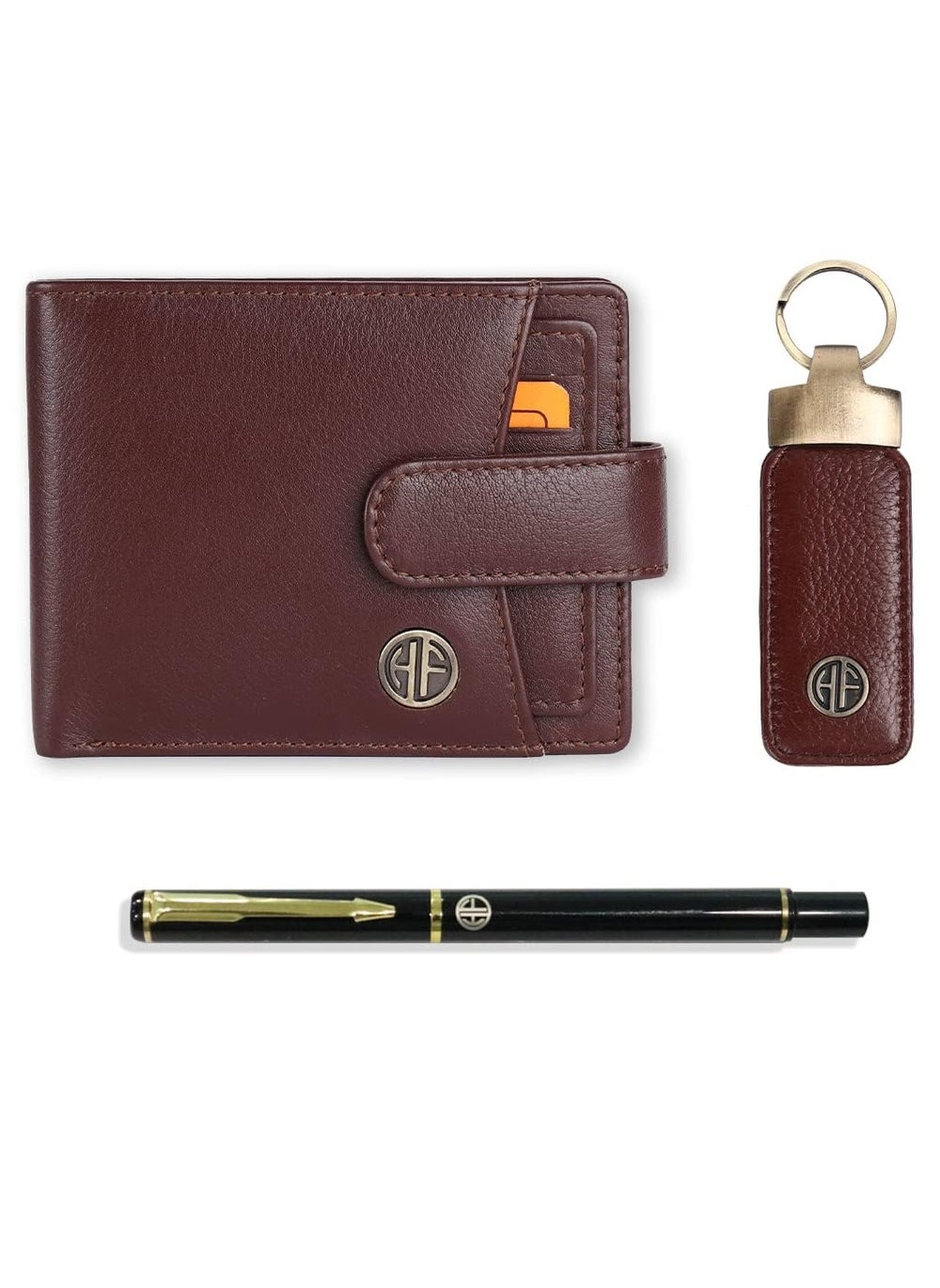 buy-hammonds-flycatcher-gift-for-men-men-s-leather-wallet-keychain-and-ball-pen-combo-leather-5-atm-card-slots-and-more-gift-set-for-husband-boyfriend-father-redwood-brown-hf502lnbr-kr-pen-c8gd_q80