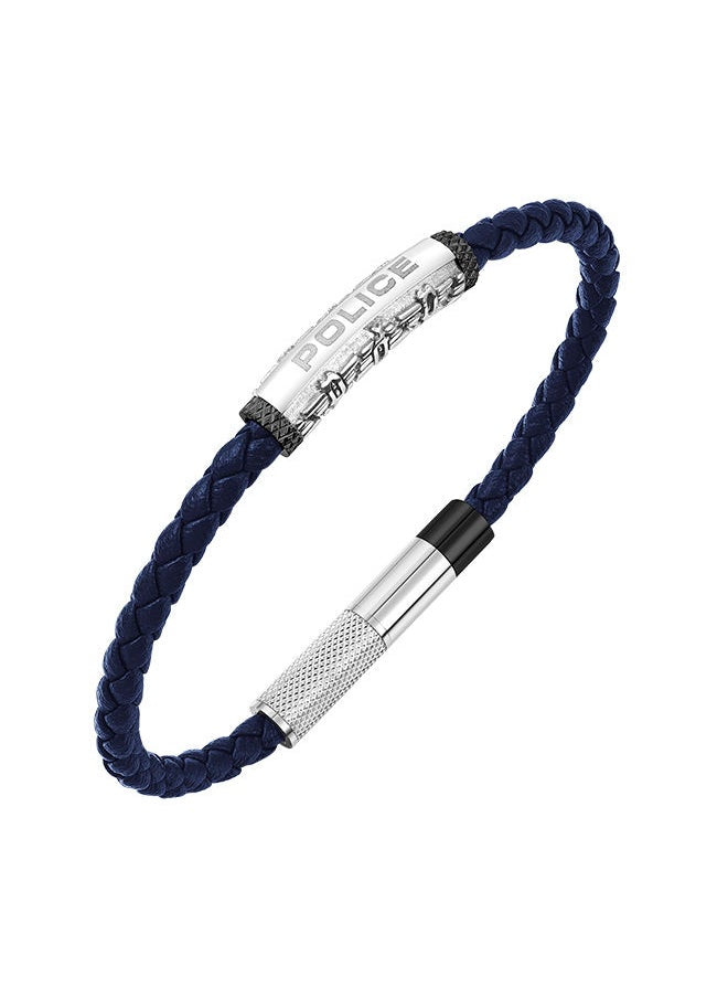 buy-police-warren-blue-leather-with-stainless-steel-wing-logo-gents-braceletpeagb0033602_kcg