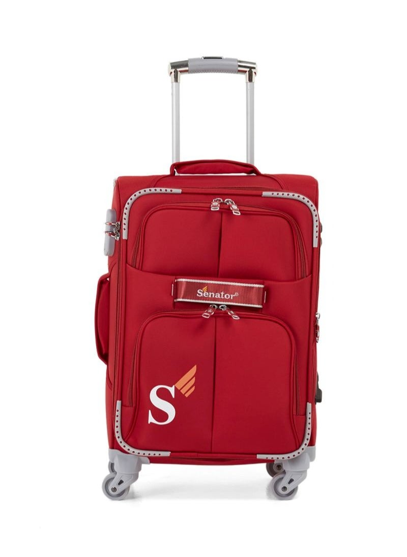 buy-senator-soft-shell-luggage-trolley-for-unisex-ultra-lightweight-expandable-suitcase-with-4-wheels-ll003-red_g01