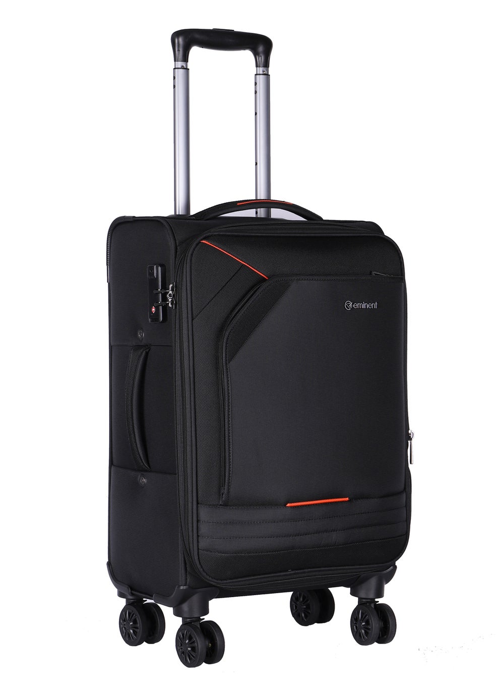 buy-eminent-expandable-luggage-trolley-bag-soft-suitcase-for-unisex-travel-polyester-shell-lightweight-with-tsa-lock-double-spinner-wheels-e777sz-medium-checked-24-inch-black_wsw