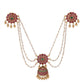 Gold-Toned & Pink Beaded Layered Hair Chain Set