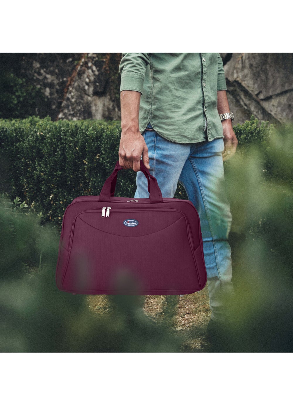buy-senator-travel-duffle-bag-for-unisex-lightweight-nylon-bag-multi-pocket-water-scratch-resistant-adjustable-shoulder-strap-weekend-bag-convenient-carry-on-luggage-for-camping-training-34l-maroon-ea218_tjy