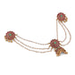 Gold-Toned & Pink Beaded Layered Hair Chain Set
