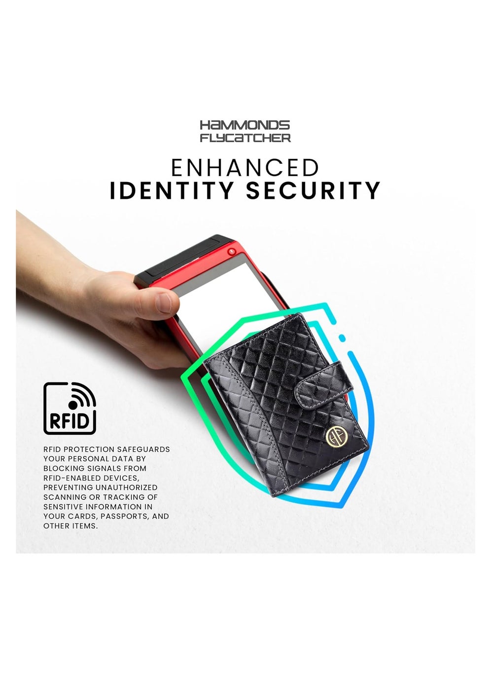 buy-hammonds-flycatcher-leather-card-holder-for-men-credit-card-holder-slim-bi-fold-rfid-protected-credit-card-wallet-for-men-with-18-card-slots-metal-snap-button-rhombus-black-cc602-rhm-blk-zs1k_eki