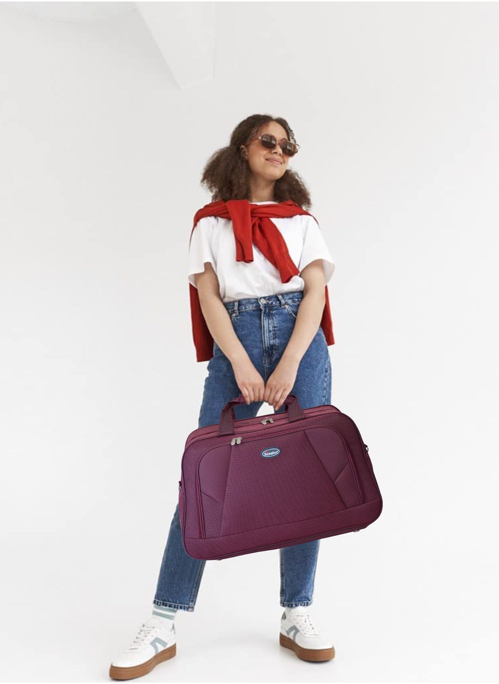 buy-senator-travel-duffle-bag-for-unisex-lightweight-nylon-bag-multi-pocket-water-scratch-resistant-adjustable-shoulder-strap-weekend-bag-convenient-carry-on-luggage-for-camping-training-34l-maroon-ea220_hjg