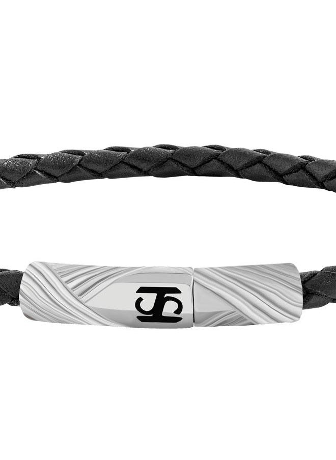 buy-saint-honore-tour-eiffel-black-leather-bracelet-with-silver-logo-for-men-s_pr5