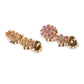 Elegant Gold-Toned & Pink Embellished Bobby Pins - Set of 2