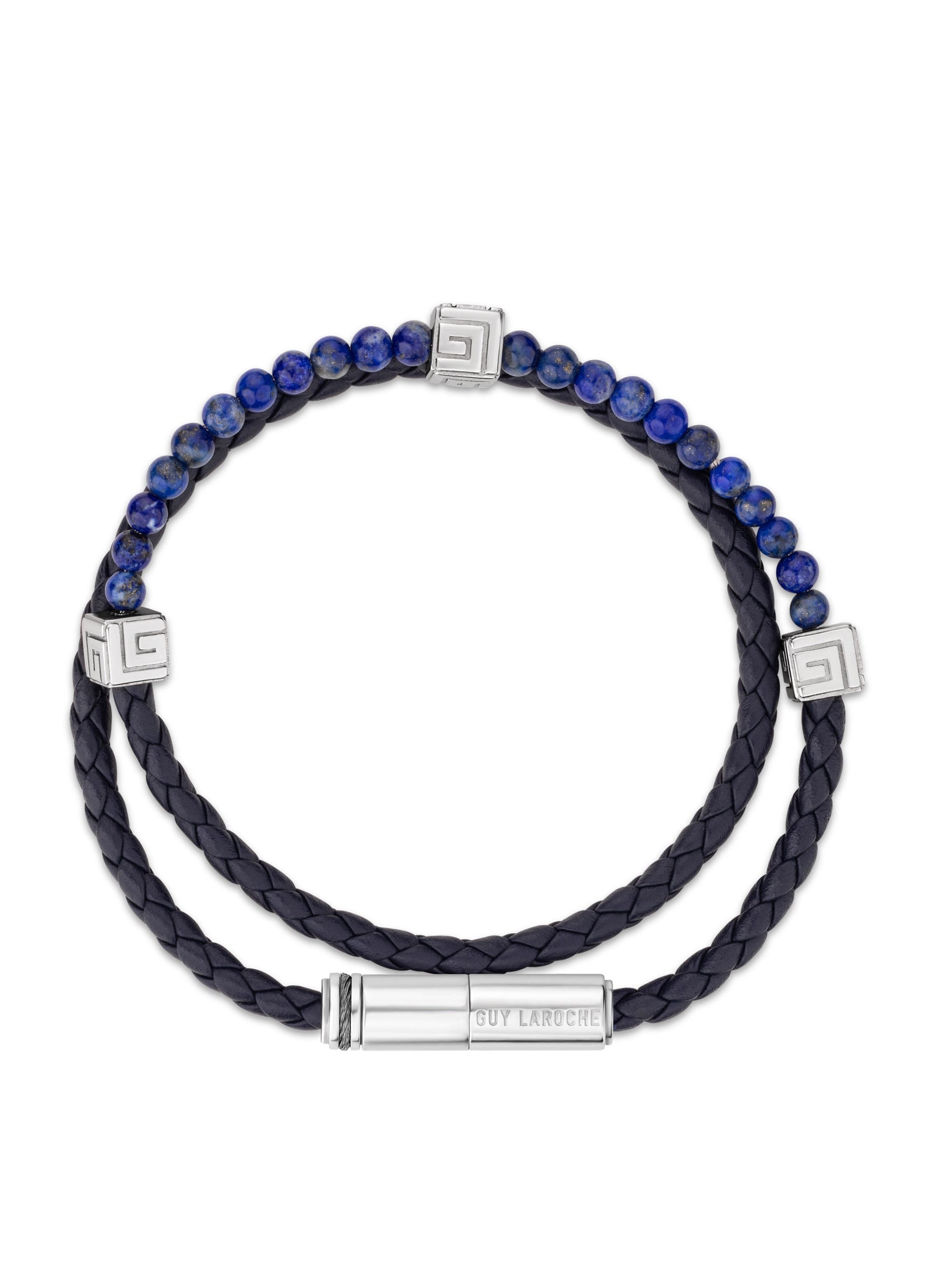 buy-guy-laroche-victor-blue-leather-and-lapis-beads-bracelet_sc3