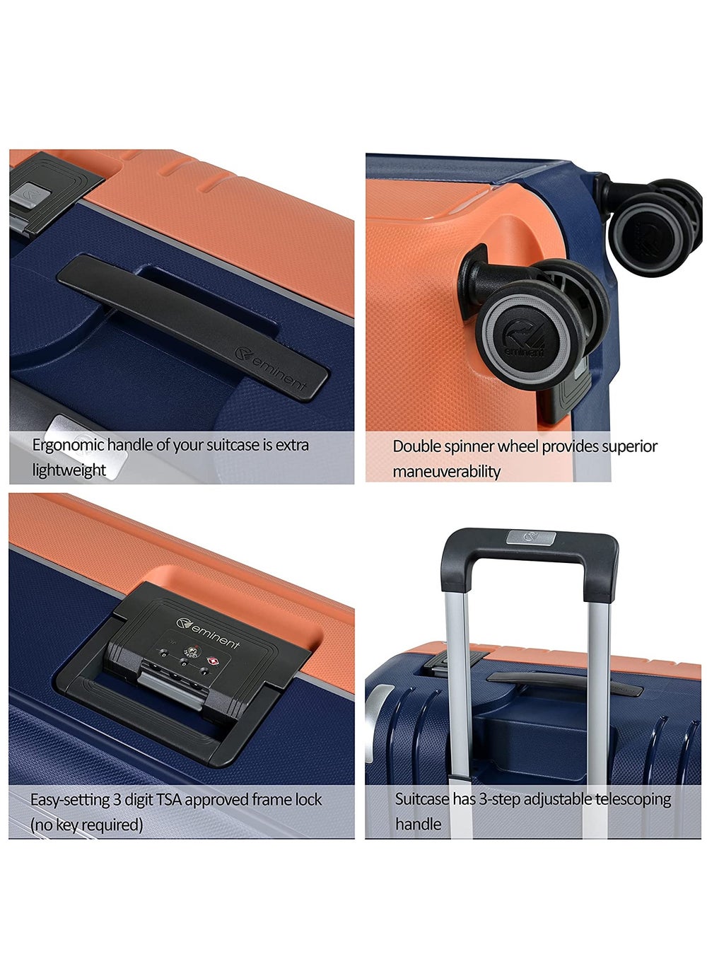 buy-eminent-vertica-hard-case-luggage-trolley-polypropylene-lightweight-4-quiet-double-spinner-wheels-with-tsa-lock-b0006m-darkblue-orange_xna
