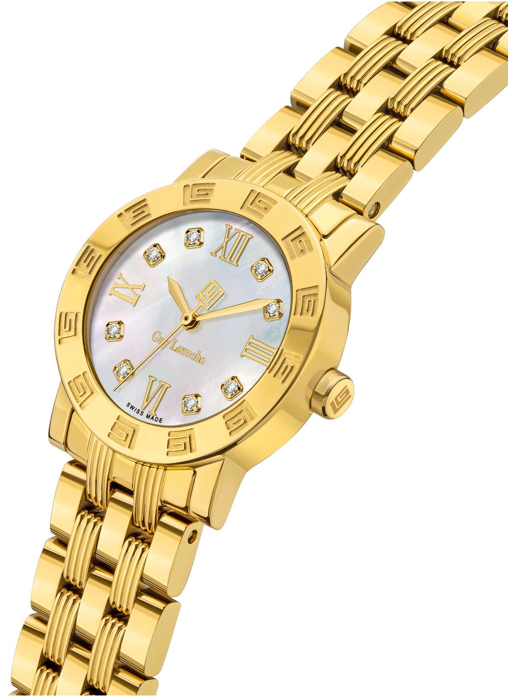 buy-guy-laroche-alex-watch-for-women-with-white-dial-and-yellow-gold-stainless-steel-bracelet_ydp