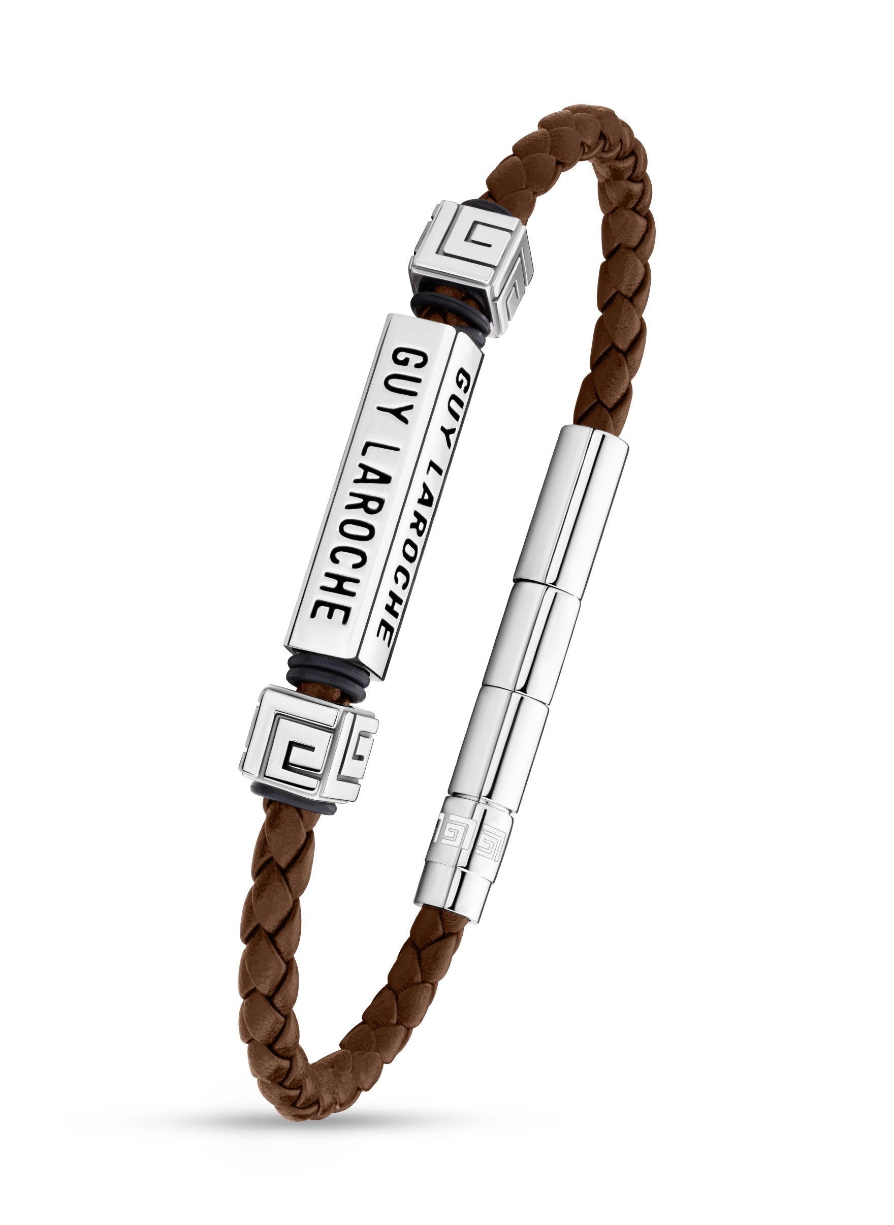 buy-guy-laroche-jean-brown-leather-and-stainless-steel-bracelet_rky