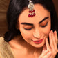 Elegant Floral Kundan Maang Tikka in Gold-Plated Brass