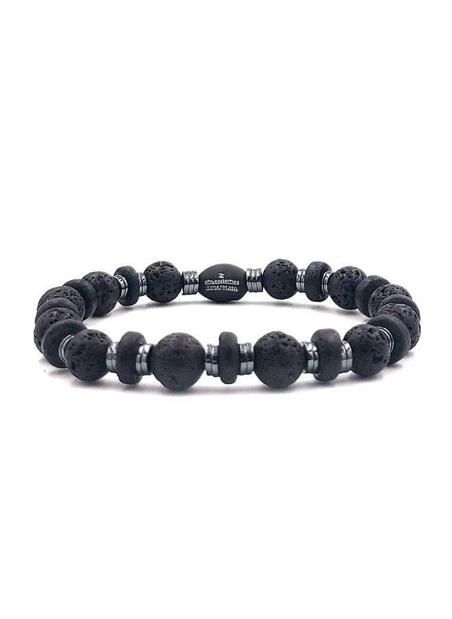 buy-chrysostomos-handmade-beaded-bracelet-with-black-lava-coconut-grommet-and-silver-hematite-durable-silicone-elastic_2q7
