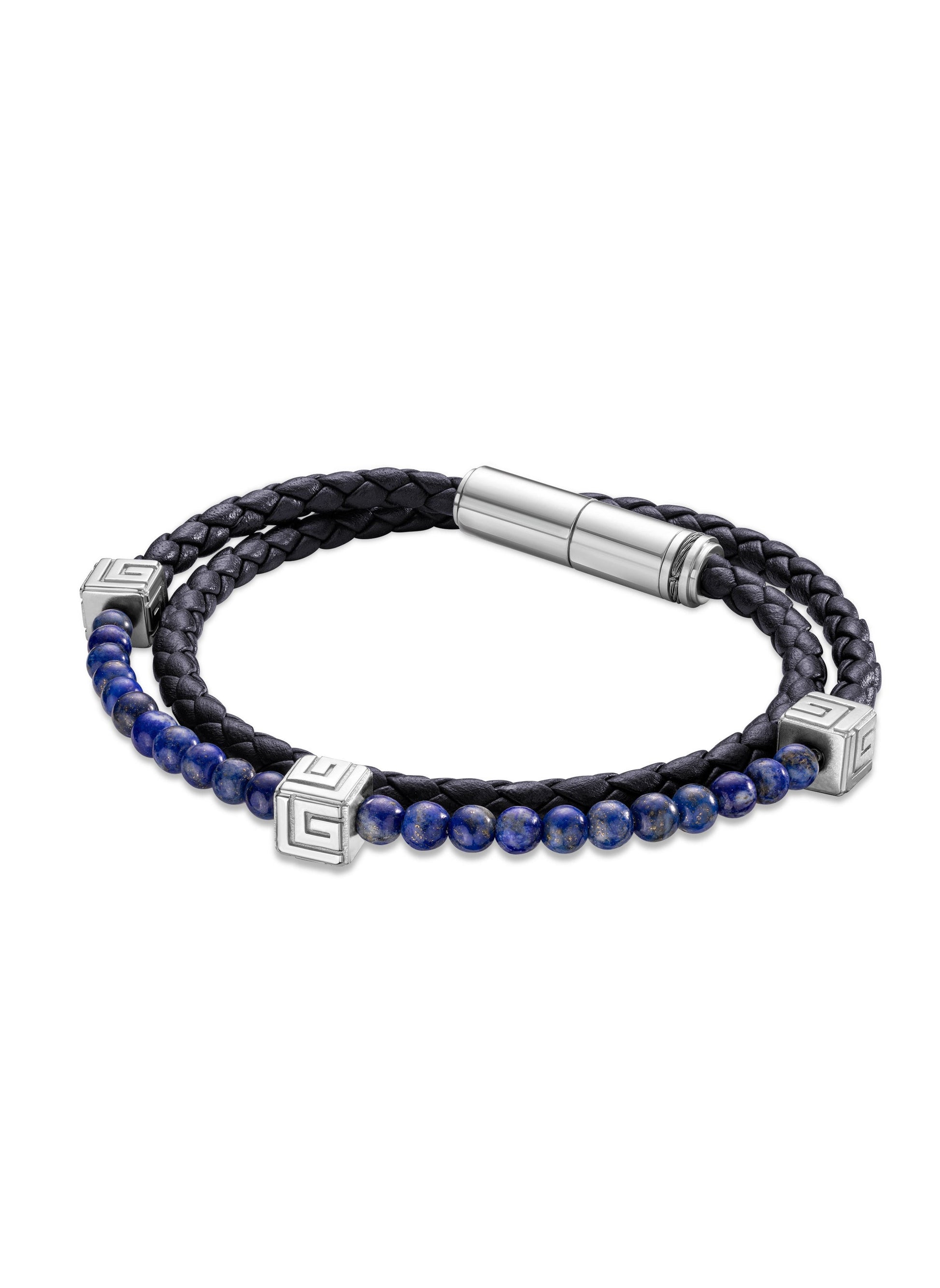 buy-guy-laroche-victor-blue-leather-and-lapis-beads-bracelet_o7c