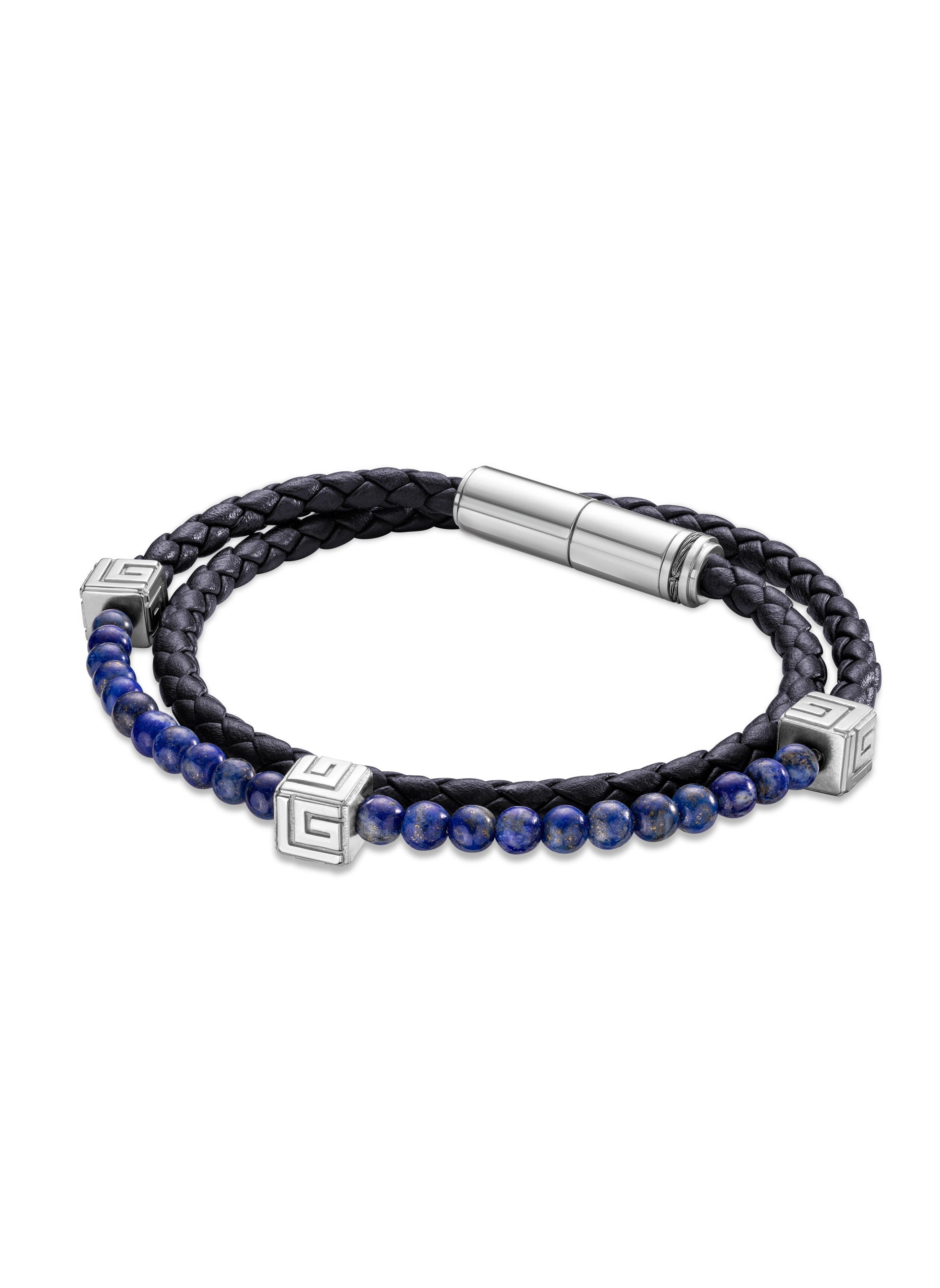 buy-guy-laroche-victor-blue-leather-and-lapis-beads-bracelet_o7c