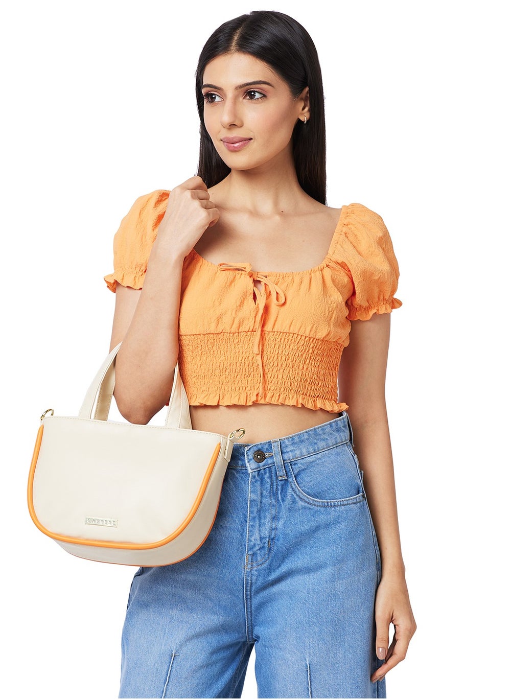buy-caprese-caprese-gracie-solid-cream-faux-leather-medium-satchel-bag_s11