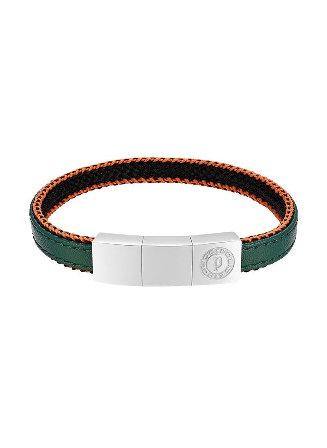 buy-police-intertwined-dark-green-leather-orange-stitch-with-stainless-steel-logo-bracelet-for-men_5jf