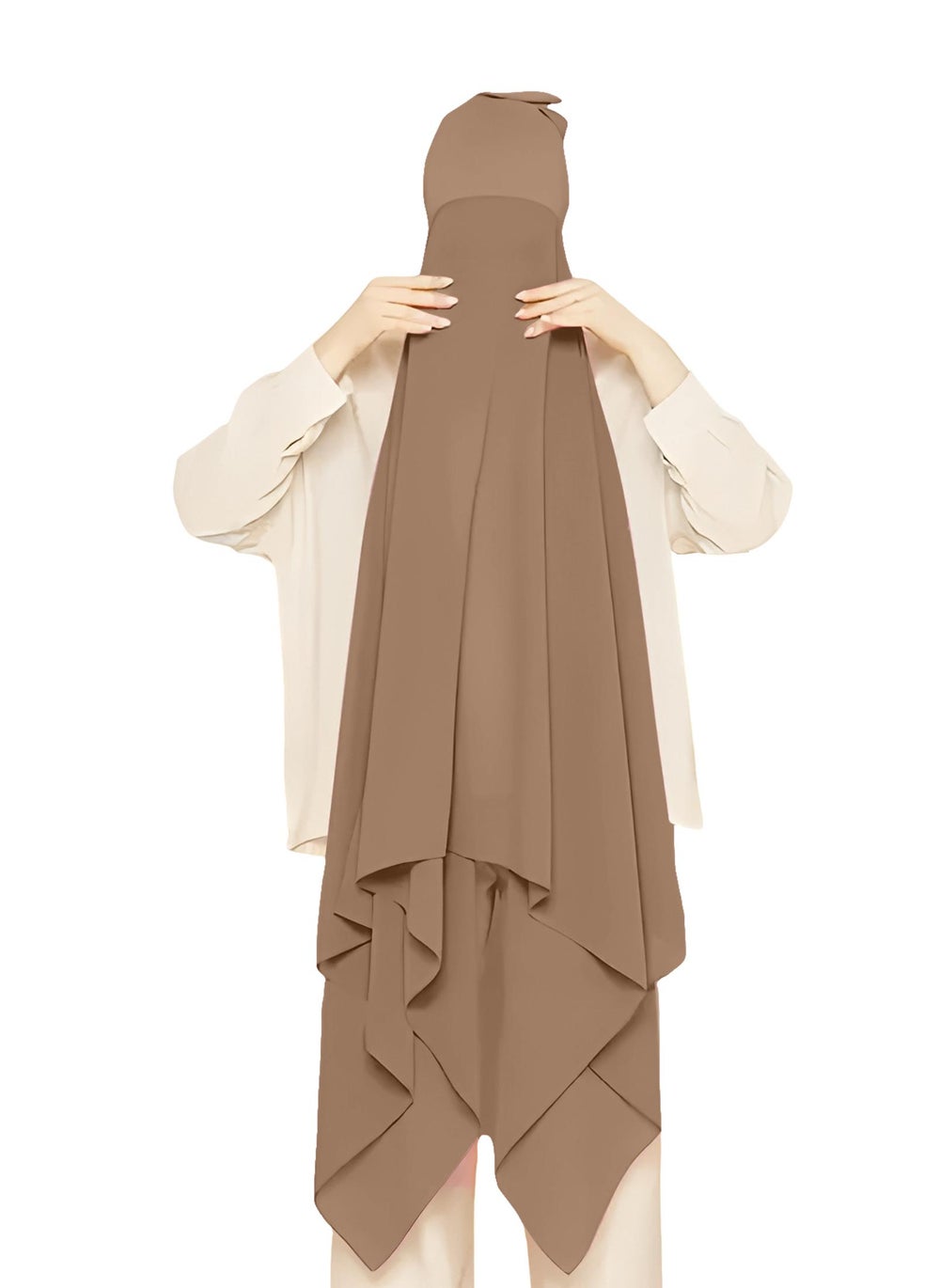 buy-nukhbaa-instant-hijab-wrap-pullover-head-scarf-with-tube-undercap-brown-color-hijab-hc12_mkl